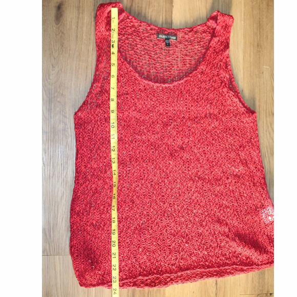 Eileen Fisher Open Knit Lace Tank Top | Size Large | Red | Italian Yarn - Picture 7 of 7
